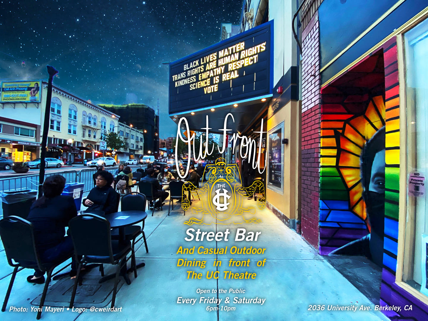 Out Front Street Bar at The UC Theatre Flyer for out front street bar at the uc theatre
