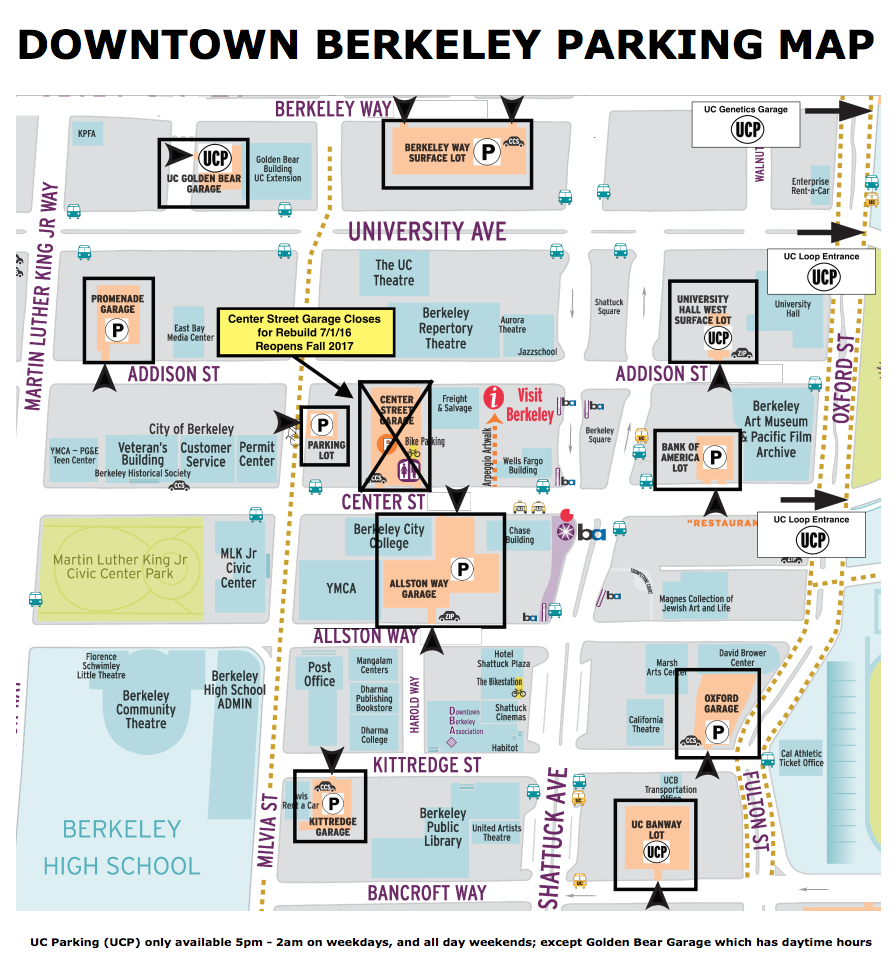 Downtown Berkeley Parking map